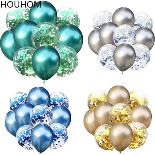 Mixed Gold Confetti Balloons Birthday Party Decoration Adult Kids Metal Balloon Air Ball Set Birthday Ballon Inflatable Baloon