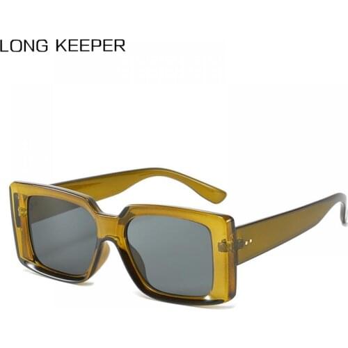 LongKeeper Fashion Rectangle Sunglasses Women Vintage Brand Designer Square Sun Glasses Men Hip Hop UV400 Eyewear Female Shades