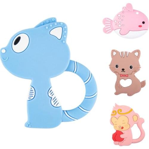 Safe Soft Silicone Monkey Fish Fox Shape Baby Pacifier Teether Chew Soother cute and convenient to use for baby