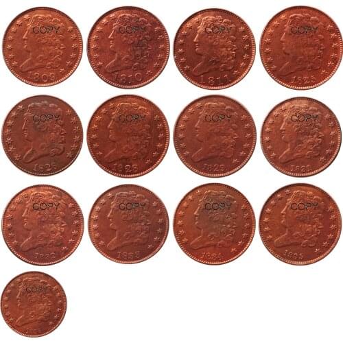 USA Classic HEAD HALF cents (1809 - 1836 )(13pieces) Dates For Chose 100% Copper Copy Coins
