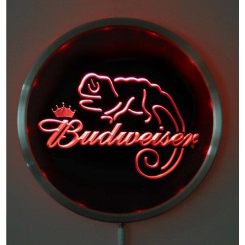 Rs-a0084 Budweiser Lizard LED Neon Round Signs 25cm/ 10 Inch - Bar Sign with RGB Multi-Color Remote Wireless Control Function