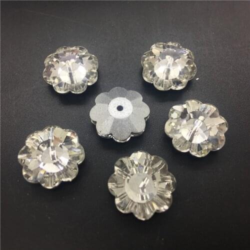 TopStone Plum Flower Sewing Glass Crystal Rhinestones Size 6 8 10 12 14 mm One Hole Crystal clear Color for Dress Making