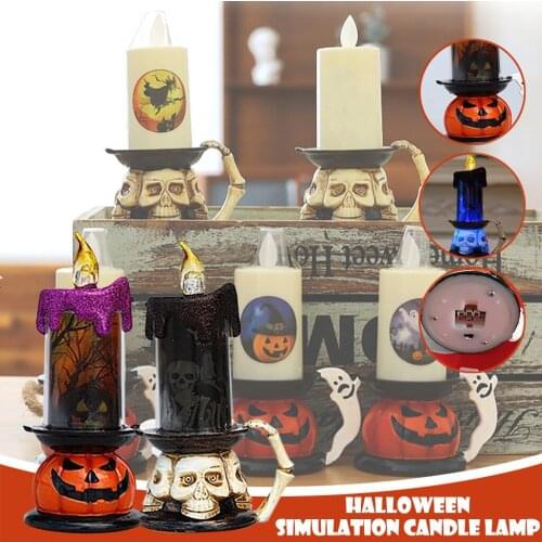 Creative Electronic Candle 2020 Halloween Home Bar Party Decoration Candle Pumpkin Skull Lantern Light Funny Accessories Z45