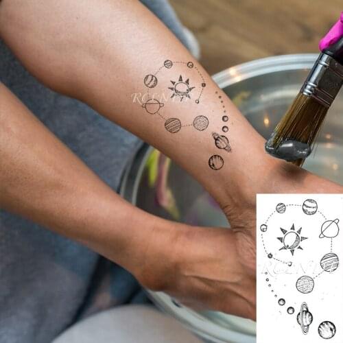 Waterproof Temporary Tattoo Sticker Small Moon Sun Planet Fake Tatto Flash Tatoo Hand Arm Chest Art for Kids Men Women