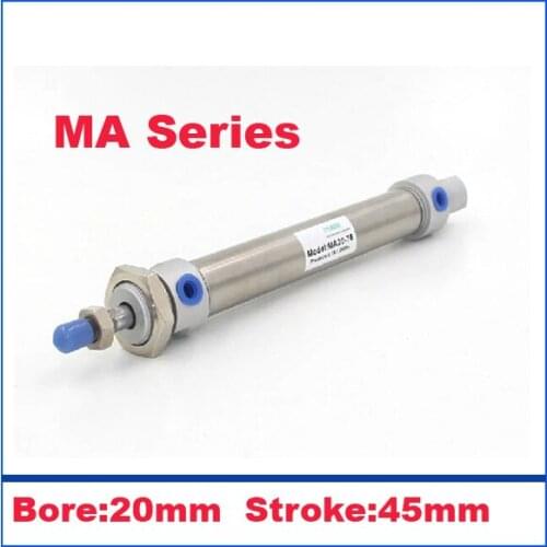 High quality double acting pneumatic small cylinders stainless steel 20mm bore 45mm stroke MA20-45 mini air cylinder