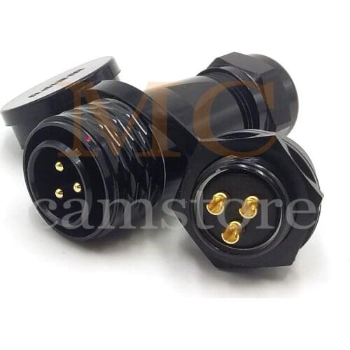 WEIPU SA20 3pin Waterproof Connector, Circular IP67 LED Solar Panel Power Cable Plug Heavy Industrial Connector (Panel Mount)