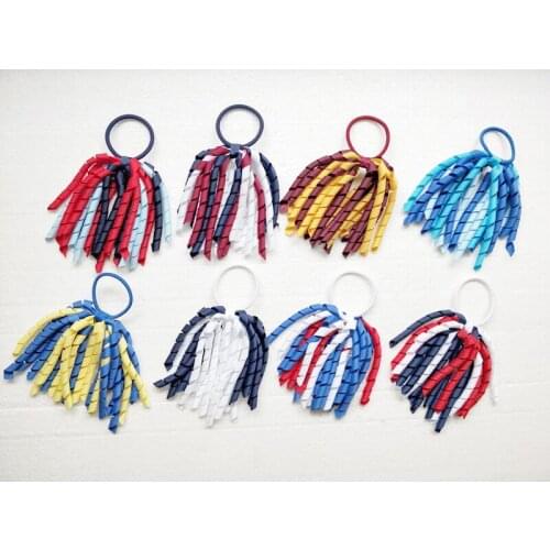 1pcs curl tassel ribbons Ponytail holder korker streamers Plain colour hairband corker hair bows with elastic hair rope PD002-1