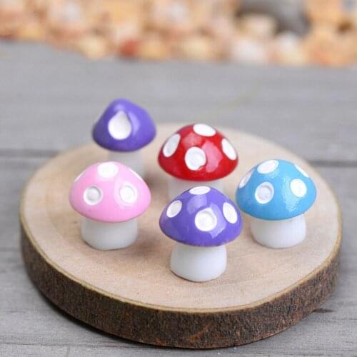 10Pcs Fairy Garden Miniatures Mini Mushroom Garden Decoration Resin Mushroom Craft Miniature Fairy Figurines Manualidades