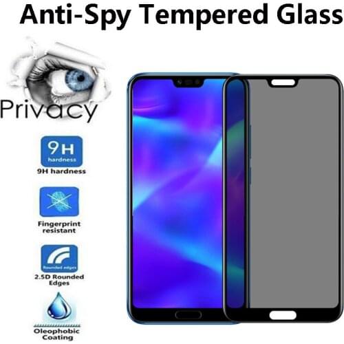 2Pcs Full 9H Anti-Peeping Privacy Tempered Glass Screen Protector For Honor 10 Youth Film