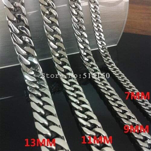 2015 New Style Casual Men Necklaces Stainless Steel Cowboy Chains Necklaces Men 13/11/9/7mm Silver Color Men Jewelry23.6"