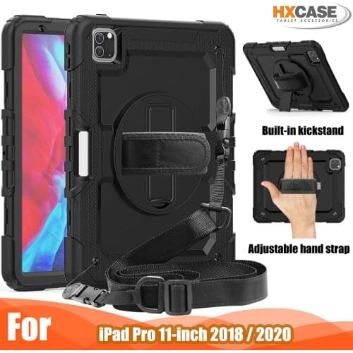 360 rotation hand strap&kickstand silicone case for ipad pro 11 2020 case protective cover for ipad pro 11