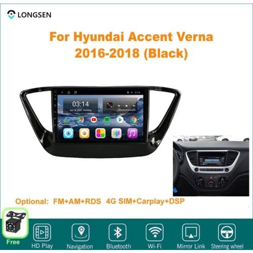 9" Android 10 For Hyundai Accent Verna 2016,2017,2018 (Black) Multimedia Video GPS Navigation Car DVD Player Auto Radio Navi