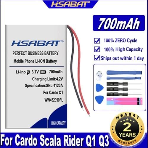 HSABAT WW452050PL WW452050PL_C 700mAh Battery for Cardo Scala Rider Q1,Q3,FM,Q-Solo Headset Batteries