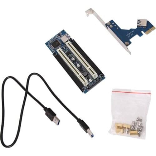 AU42 -Pci-E Express X1 To Dual Pci Riser Extend Adapter Card With 1M Usb3.0 Cable For Win2000/Xp/Vista/Win7/Win8/Linux