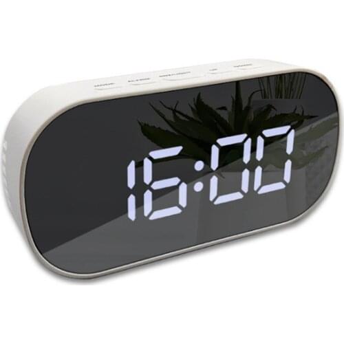 White Creative Multifunctional Mirror Alarm Clock Without Battery Simple Alarm Clock With Snooze Function