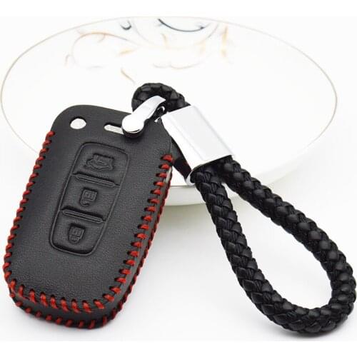 For Hyundai Solaris Creta I10 I20 I30 I40 IX25 IX35 Elantra Tucson Car Key Cover Case Genuine Leather Keychain Protect Smart Bag