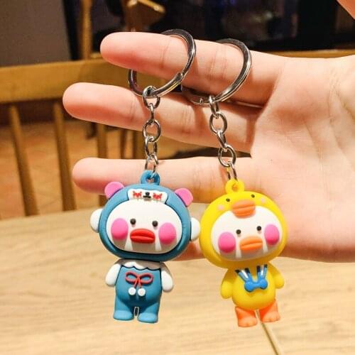 Dudu duck cute keychain store pushes soft rubber key ring car pendant