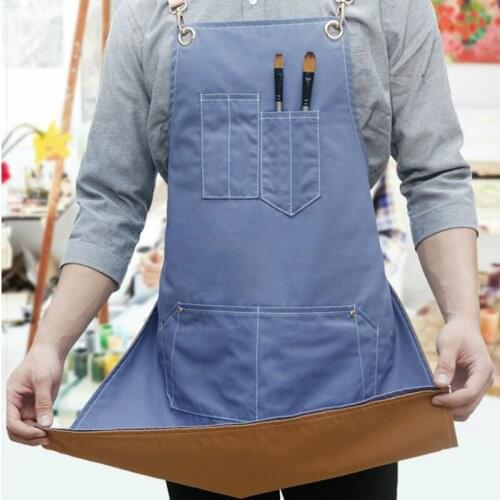 A018 Double-sided Chef Aprons for Woman Men Pink Kitchen Apron Cooking Apron Barista Work Vests with Pockets Florist Apron