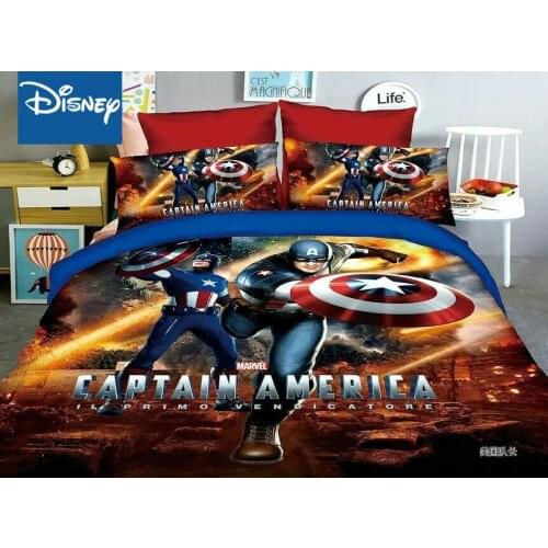 Disney Marvel Cheaper Bedding Set Single Size Boyss Bedroom Decoration Twin Flat Sheet Duvet Covers 2/3pcs Captain America New