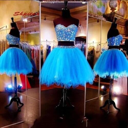 Little Short Lace Homecoming Dresses Two 2 Piece 8th Grade Prom Dresses Junior High Cute Cocktail Formal Dresses