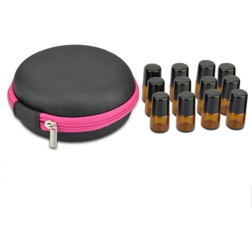 12 Bottles Round Essential Oil Storage Bag Essential Oil Organizer Case 1ml 2ml Bottle Travel Portable Nail Polish Carry Holder