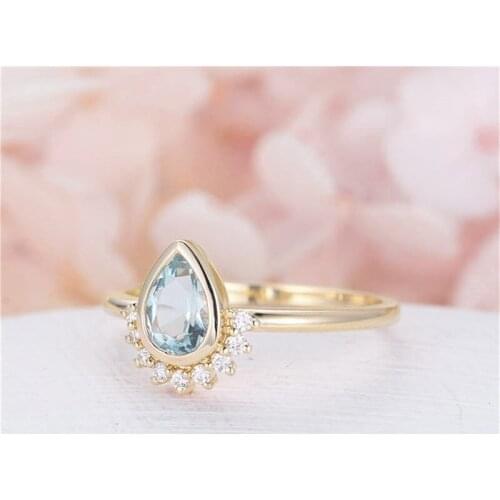 Cool Style Fashion Zircon Bright Teardrop-Shaped Ring Ladies Rings Jewelry Womens Accessories