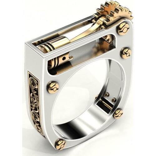 KSRA Steam Punk Geometric Mechanical Ring Stainless Steel Rings For Women Men Statement Jewelry
