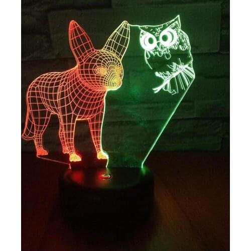 Fox Owl Led 3d Nightlight Creative Visual Touch Charging 3d lamp Childrens room decoration 3D night light