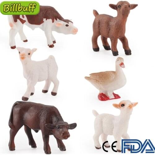 Mini Simulation Cub Poultry Animals Simulation Figure Cow Duck Sheep Goose Educational Toy for Childrens Toy Figure Collections