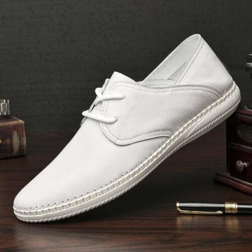 Men Formal Shoes Fashion Leather Dress Shoes Men Brand Business White Office Wedding Footwear Men Flats