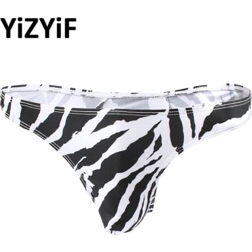 Mens swim briefs bikini Swimwear Men swimsuit Zebra Stripe Low Rise Pouch design Gay Men Underwear stretchy fabric T-Back thongs