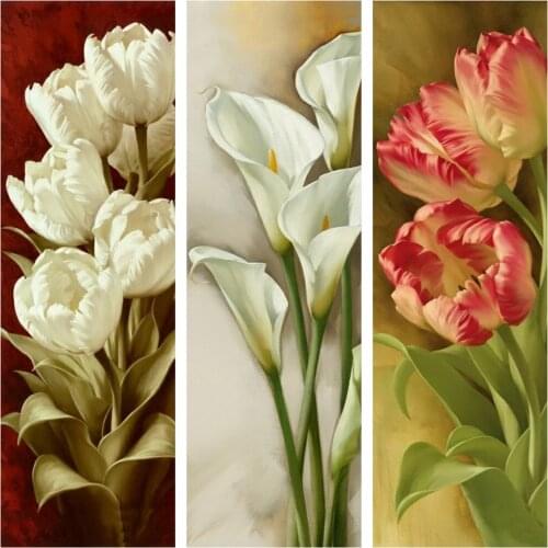 Huacan 5d DIY Diamond Painting Kit Full Square Calla Tulip Diamond Embroidery Sets Mosaic Rose Flower Beaded Pictures