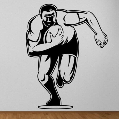 Rugby Player Wall Art Stickers Bedroom Cartoon In Square Rugby Wall Decal Gym Sport Decor Art Decals Self Adhesive Sticker 3227