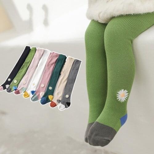 New Daisy Embroidered Childrens Pantyhose Girls' Socks Baby Girls' Bottoming Socks Childrens Pantyhose