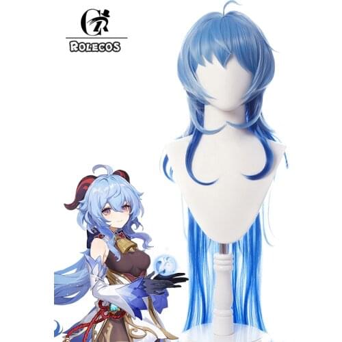 ROLECOS Genshin Impact Ganyu Cosplay Wig Ganyu Cosplay Long Gradient Blue Wigs with Bangs Heat Resistant Synthetic Hair