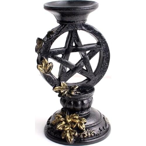 1PC Black Resin Stand Pentagram Candle Holder Altar Divination Candle Holder Ceremony Home Decoration Gift