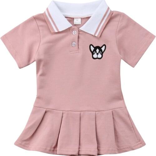 Casual Toddler Baby Girls Short Sleeves Short Dress Pleated Summer Outfit Size 1-4T