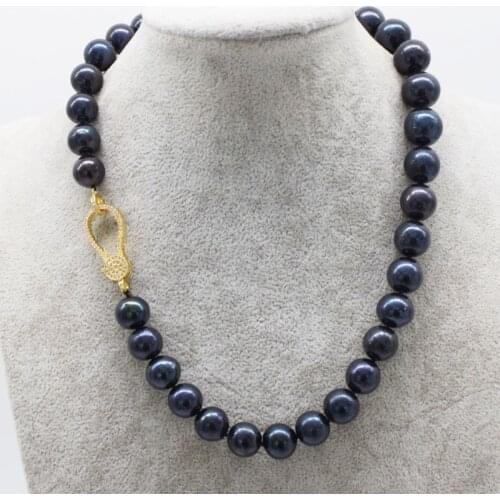 Freshwater pearl black near round 11-14mm EDASION BIG SIZE FPPJ 18inch wholesale beads nature for woman wedding