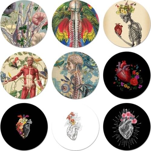 58mm Luxury Heart Of Nature Human Anatomy Doctor Icons Pins Badge Decoration Brooches Metal Badges For Backpack Decoration
