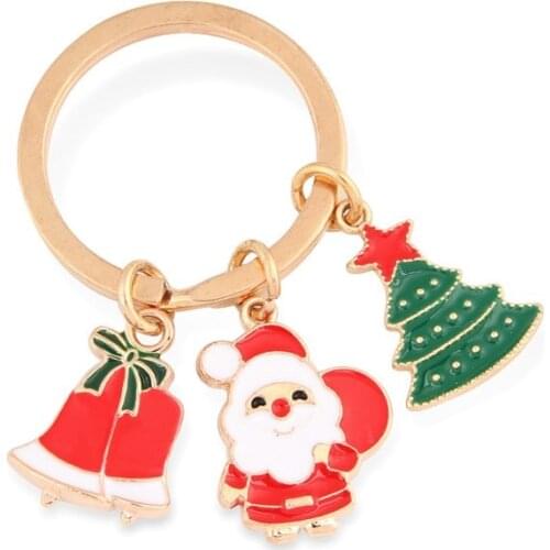 1pc Christmas Enamel Tree Santa Claus Snow Gloves Key Chain Women Keyrings Gift HandBag Charms Keychain Car Key Pendants Jewelry