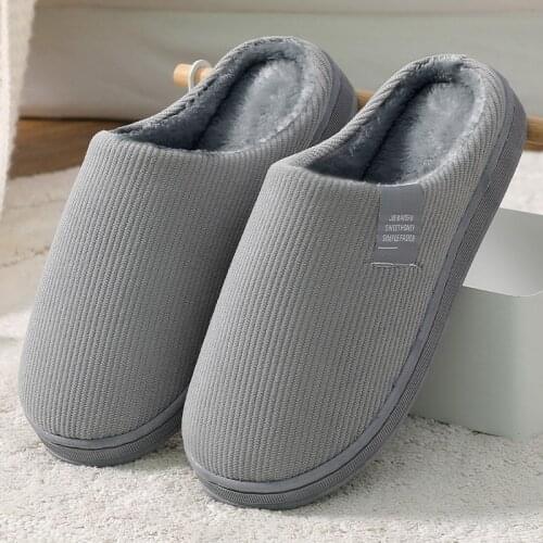 Slippers For Men Women Home Couple Shoes Cotton House Slippers For Male Winter Warm Slides Bedroom Female Flips Flops Simple