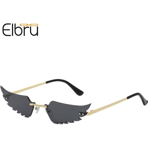 Seemfly Vintage Fashion Street Snap Sunglasses Decorative Frameless Wing Shaped Sunshades Colorful UV400 Sun Glasses Male Female