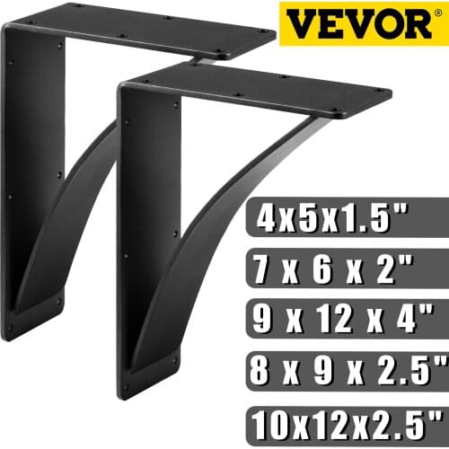 VEVOR 2PCS Heavy Duty Shelf Brackets Floating Shelf Bracket 5 Size 450lbs Load Garage Workshop Home Triangle Shelf Support Black