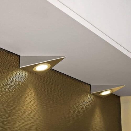 1Pc Kitchen Under Cabinet Lighting Triangle Led Light Stainless Steel Downlight Warm White