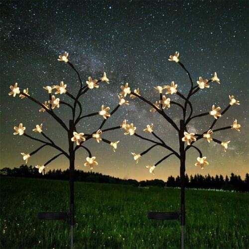 LED Solar Ground Plug Firework Light Cherry Tree Branch Light String Outdoor Waterproof Garden Christmas Decoration Light