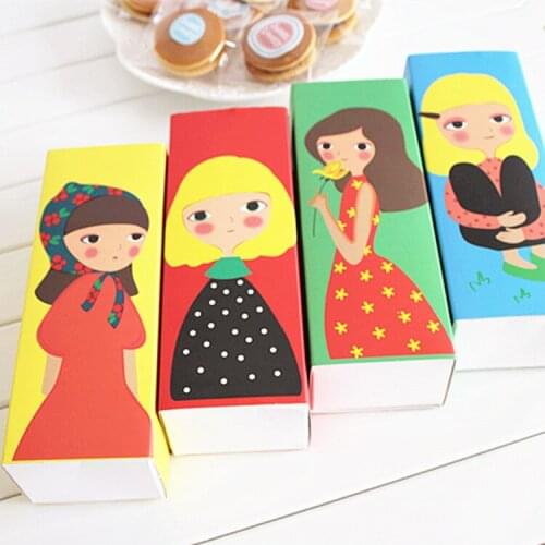 4 girls Dessert Macarons packing box cake box Egg-Yolk Puff baking cookies food Candy packing box lin4336