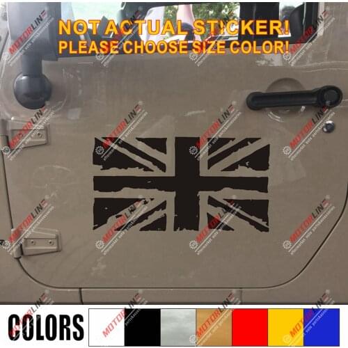 UK Flag Union Jack Decal Sticker Car Vinyl no bkgrd distressed pick size color b