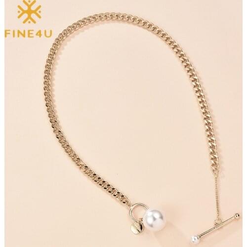 FINE4U N764 Vintage Punk Chain Choker Necklace for Women OT Toggle Clasp Link Chain Beach Travel Hawaiian Jewelry