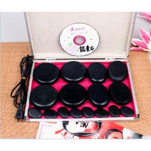 Quality 16 pcs cold-hot spa Energy stone volcanic hot stone SPA oil stone with thermostat heater volcanic energy massage stone