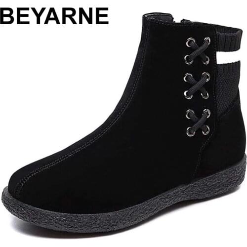 BEYARNE Women Boots 2021 New Winter Shoes For Women Snow Boots Zipper Keep Warm Womens Ankle Boots Winter Footwear Plus Size 43